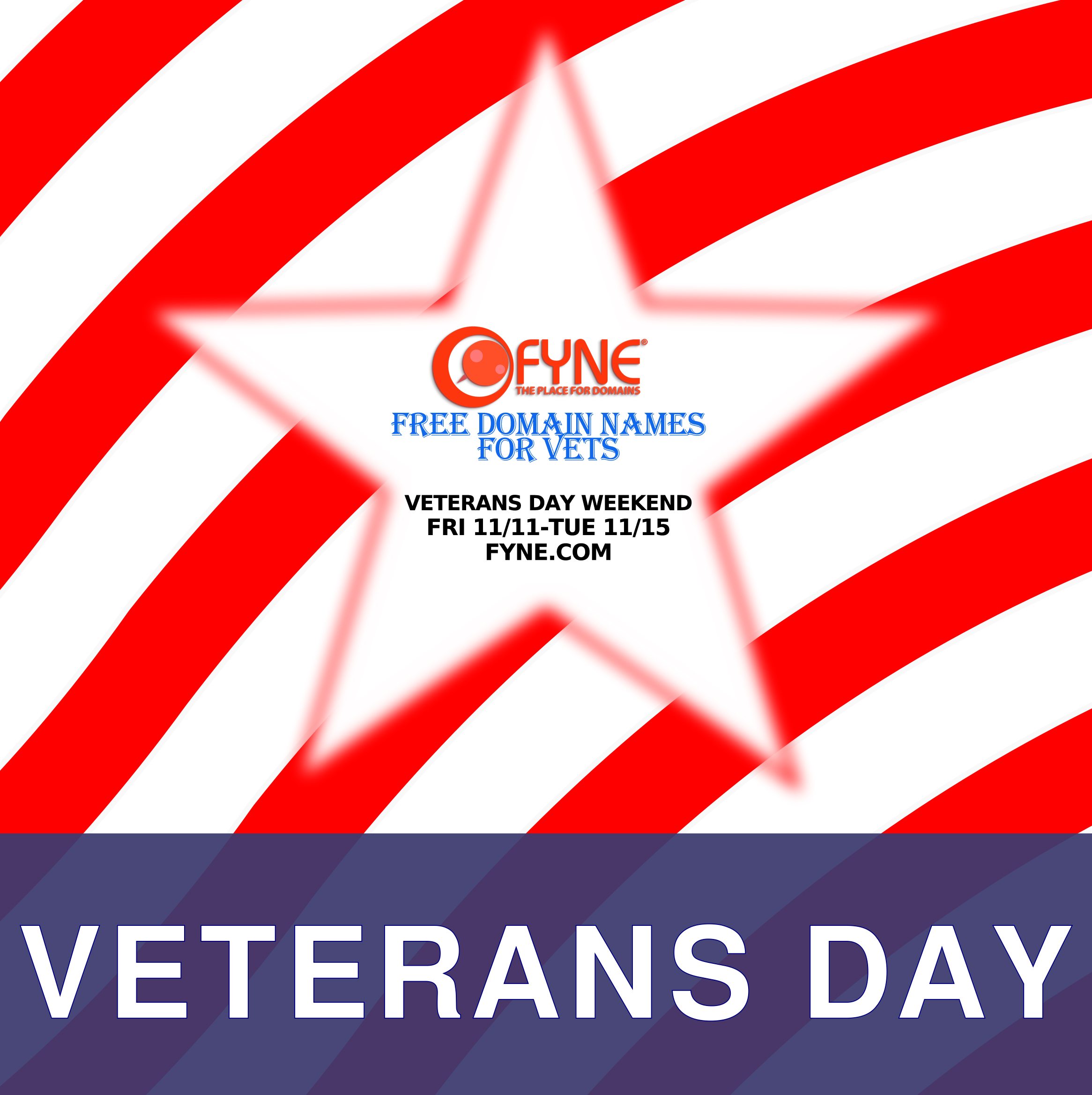 FYNE - Free Domain Names for Vets - Extended Veterans Day Weekend